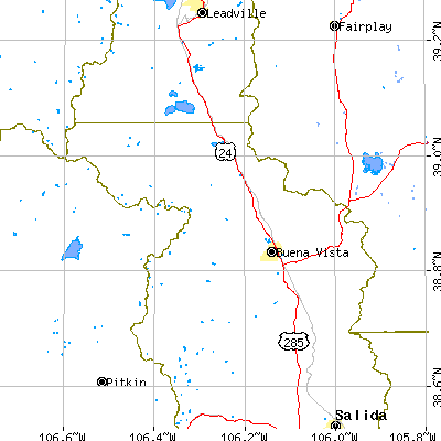 Zip code 81211 close-up map