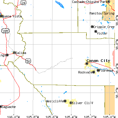 Zip code 81212 close-up map
