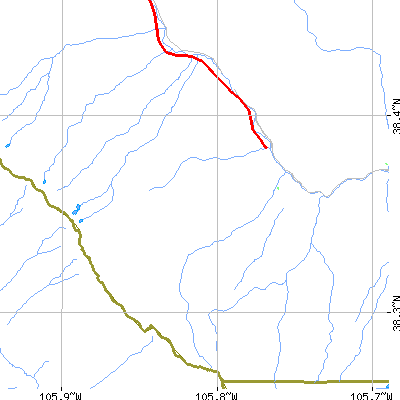 Zip code 81222 close-up map