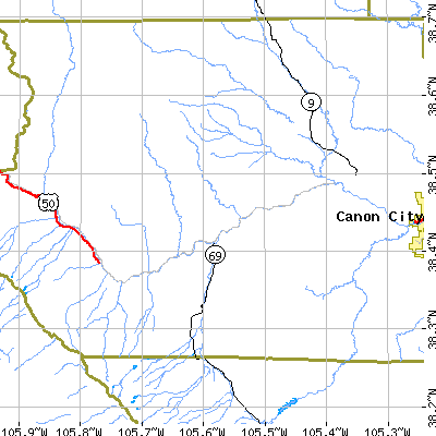 Zip code 81223 close-up map