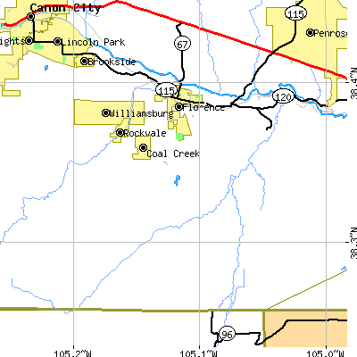 Zip code 81226 close-up map
