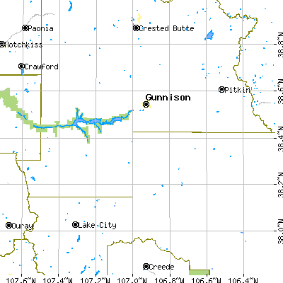 Zip code 81230 close-up map