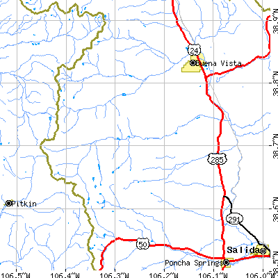 Zip code 81236 close-up map