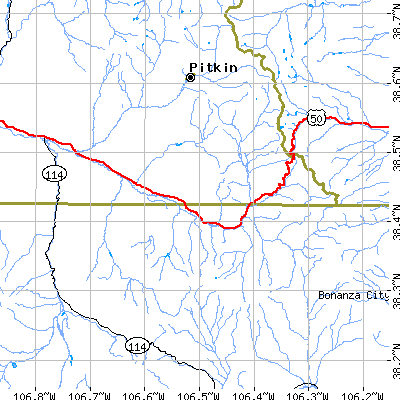Zip code 81248 close-up map