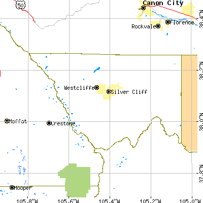 Zip code 81252 close-up map