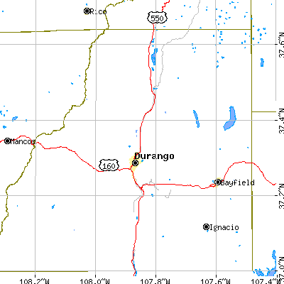 Zip code 81301 close-up map