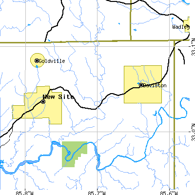 Zip code 36256 close-up map