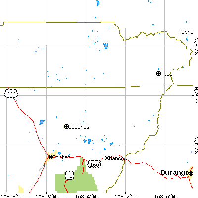 Zip code 81323 close-up map
