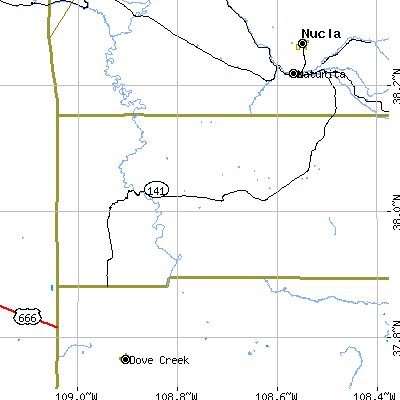Zip code 81325 close-up map