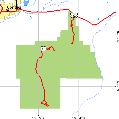 Zip code 81330 close-up map