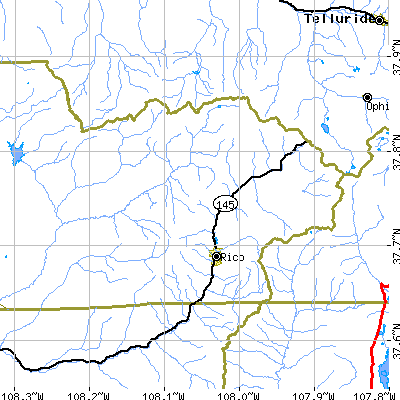 Zip code 81332 close-up map