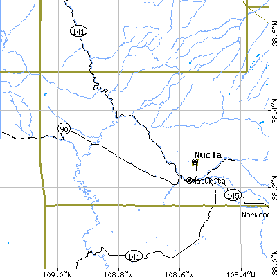 Zip code 81422 close-up map