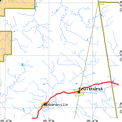 Zip code 36262 close-up map
