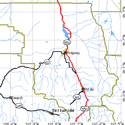 Zip code 81432 close-up map