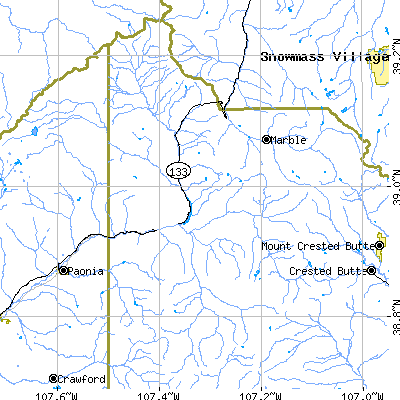 Zip code 81434 close-up map