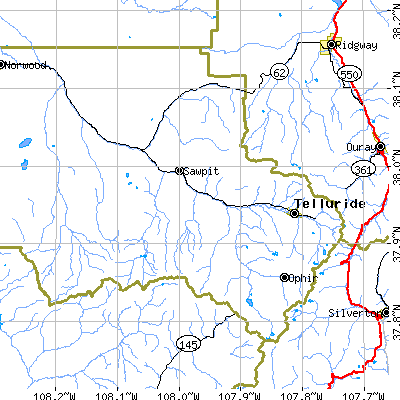 Zip code 81435 close-up map