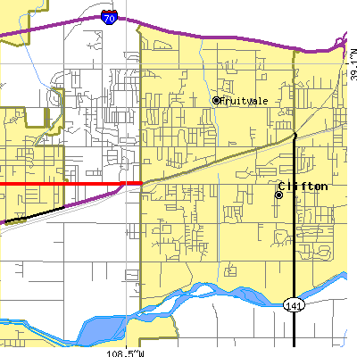 Zip code 81504 close-up map