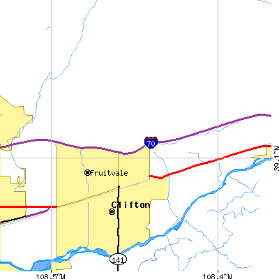 Zip code 81520 close-up map