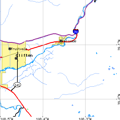 Zip code 81526 close-up map