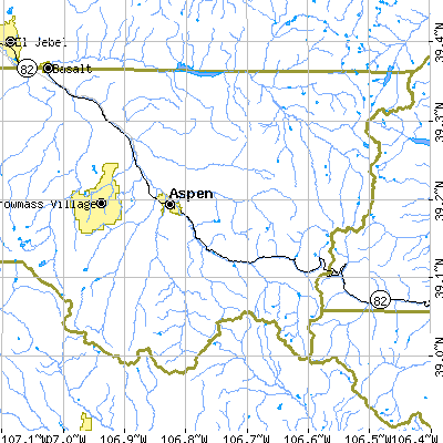 Zip code 81611 close-up map