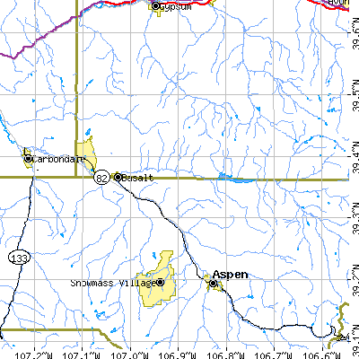 Zip code 81621 close-up map
