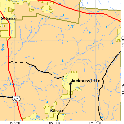 Zip code 36265 close-up map