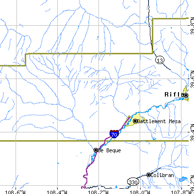 Zip code 81635 close-up map