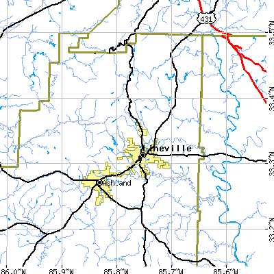 Zip code 36266 close-up map
