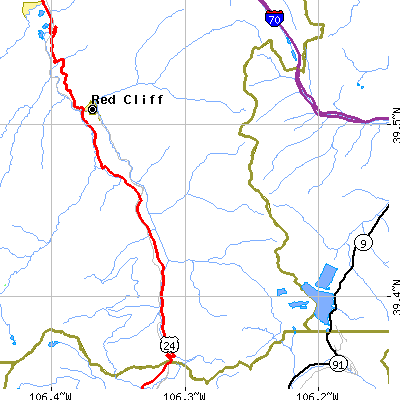 Zip code 81649 close-up map