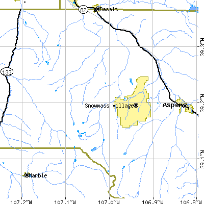 Zip code 81654 close-up map