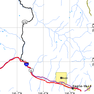 Zip code 81655 close-up map