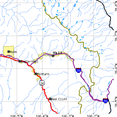 Zip code 81657 close-up map
