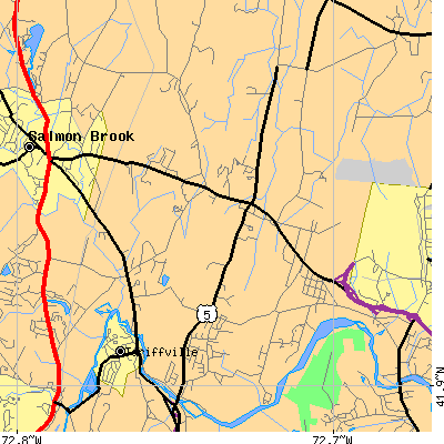 Zip code 06026 close-up map