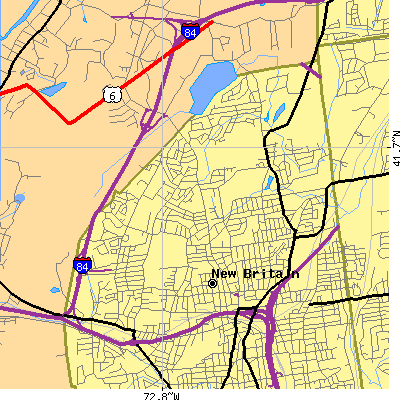 Zip code 06053 close-up map