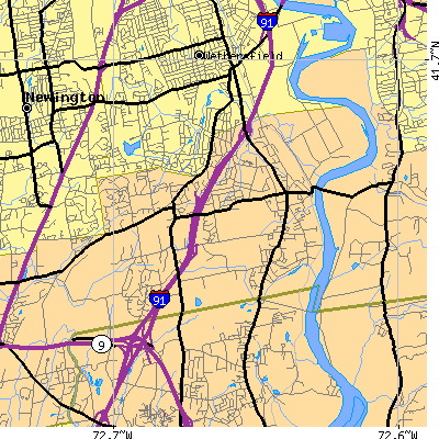 Zip code 06067 close-up map