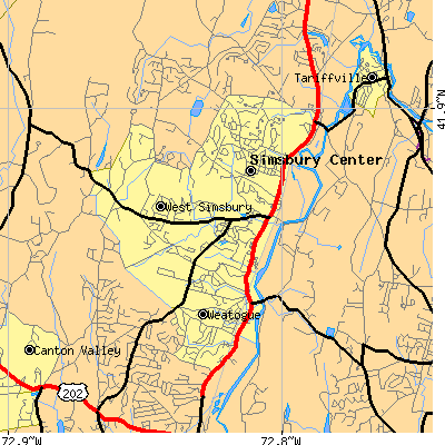 Zip code 06070 close-up map
