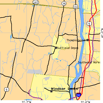 Zip code 06078 close-up map