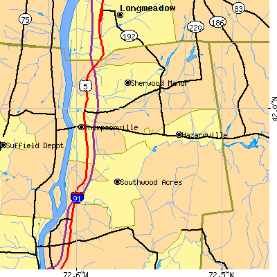 Zip code 06082 close-up map