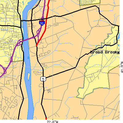 Zip code 06088 close-up map