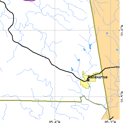 Zip code 36273 close-up map