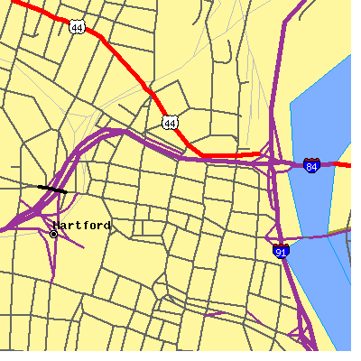 Zip code 06103 close-up map