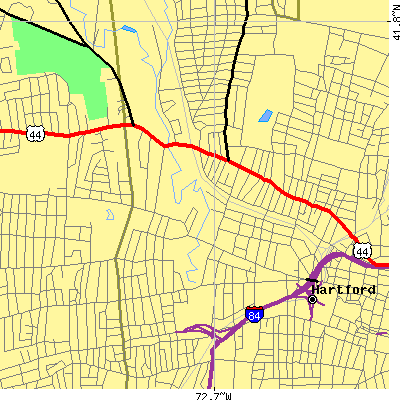 Zip code 06105 close-up map