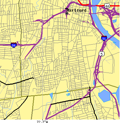 Zip code 06106 close-up map