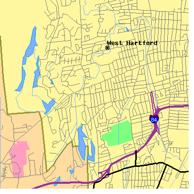 Zip code 06107 close-up map