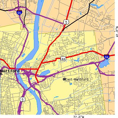 Zip code 06108 close-up map