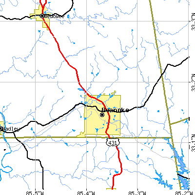 Zip code 36274 close-up map