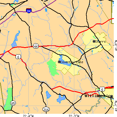 Zip code 06238 close-up map