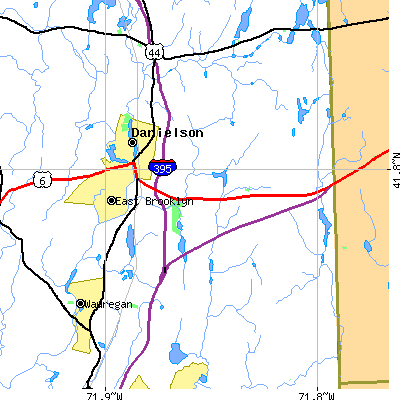 Zip code 06239 close-up map