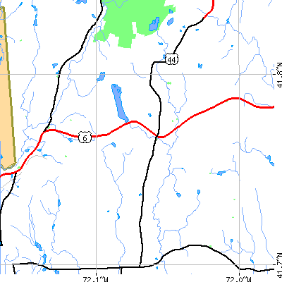 Zip code 06247 close-up map