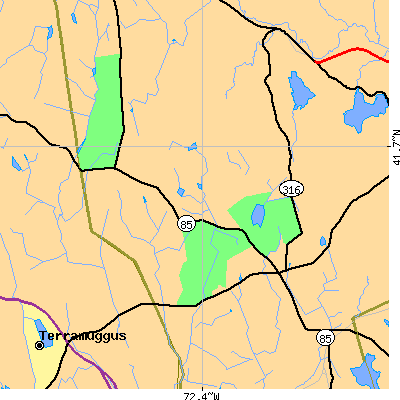Zip code 06248 close-up map